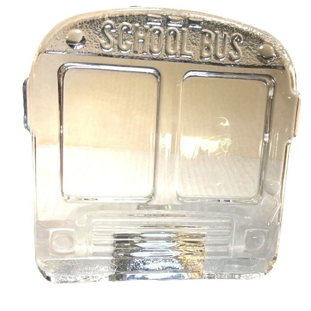 Vintage Studio Nova Japan Crystal / Clear Glass School Bus 2 Frames 2x2.5"